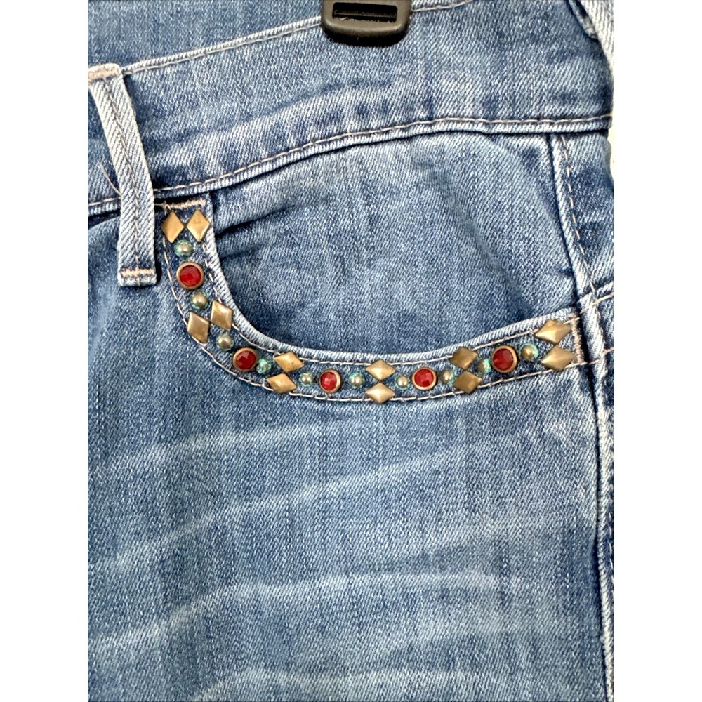 TRUE RELIGION Jeans Womens Size 31 Medium/Light Wash Embellished Pockets CHRISSY - Picture 4 of 16